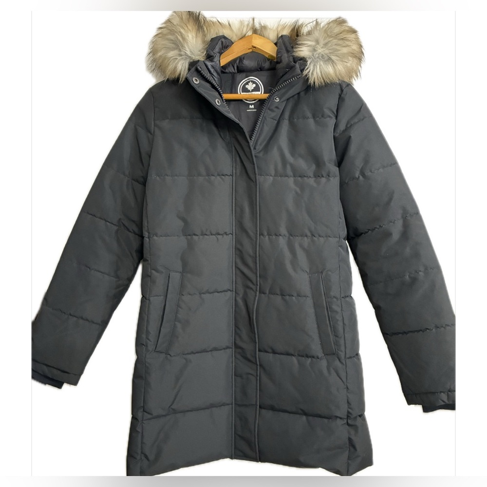 Women’s HaliTECH Black Winter Parka with Faux Fur Hood Sz M NWOT